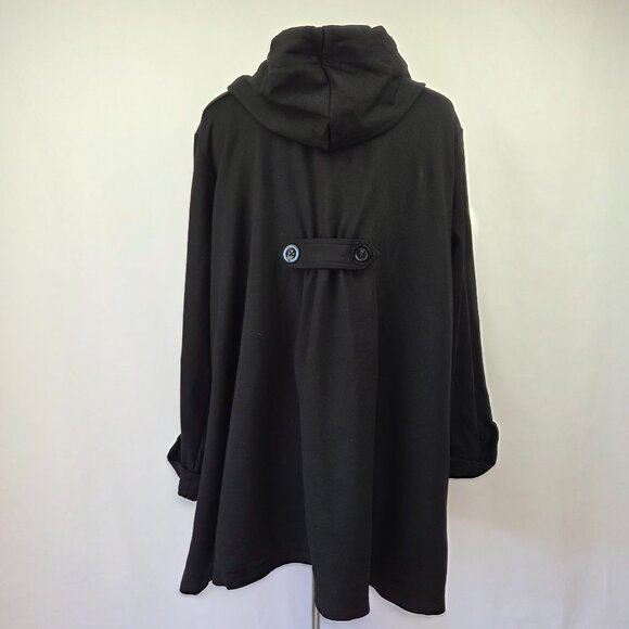 Christian Siriano Hooded Button-Up Swing Jacket Black Size 2X - Picture 5 of 11